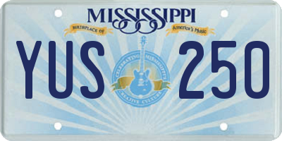 MS license plate YUS250