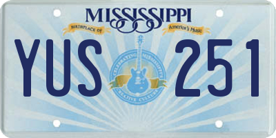 MS license plate YUS251