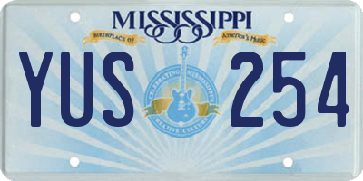 MS license plate YUS254