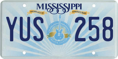 MS license plate YUS258