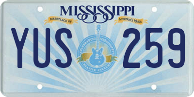MS license plate YUS259