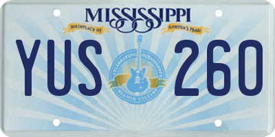 MS license plate YUS260