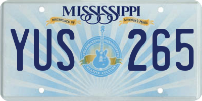 MS license plate YUS265