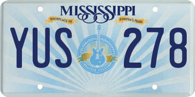 MS license plate YUS278