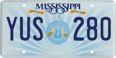 MS license plate YUS280