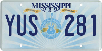 MS license plate YUS281