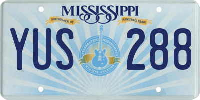 MS license plate YUS288