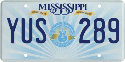 MS license plate YUS289