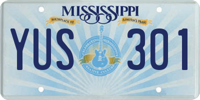 MS license plate YUS301