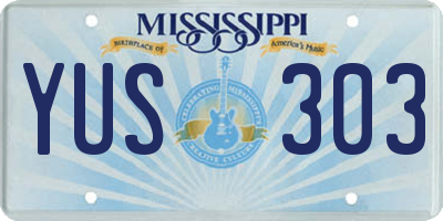 MS license plate YUS303