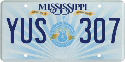 MS license plate YUS307