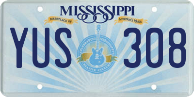 MS license plate YUS308