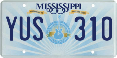 MS license plate YUS310