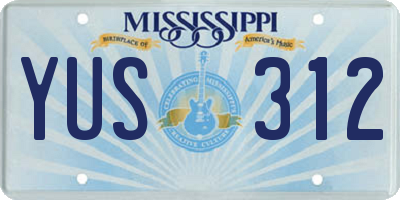 MS license plate YUS312