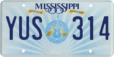 MS license plate YUS314