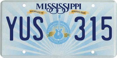 MS license plate YUS315