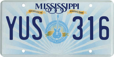 MS license plate YUS316