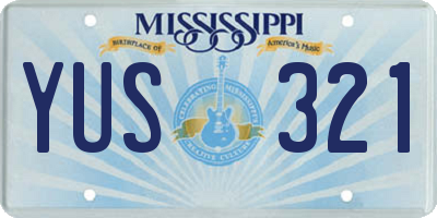 MS license plate YUS321