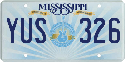 MS license plate YUS326