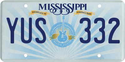 MS license plate YUS332