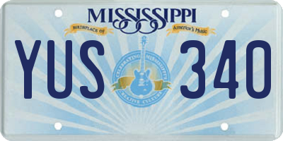 MS license plate YUS340