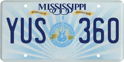 MS license plate YUS360