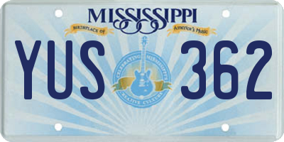 MS license plate YUS362