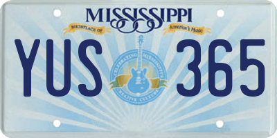 MS license plate YUS365