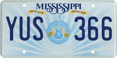 MS license plate YUS366