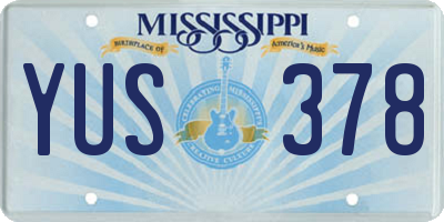MS license plate YUS378