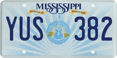 MS license plate YUS382