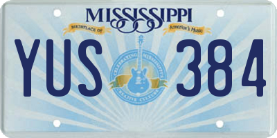 MS license plate YUS384