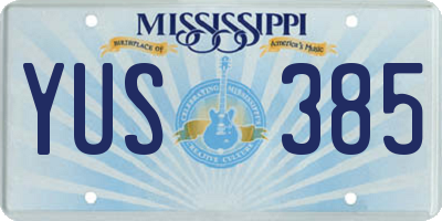 MS license plate YUS385