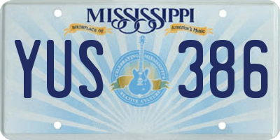 MS license plate YUS386