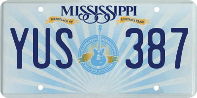 MS license plate YUS387