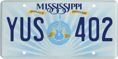 MS license plate YUS402