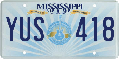 MS license plate YUS418