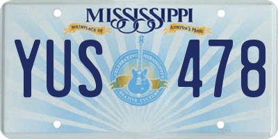 MS license plate YUS478