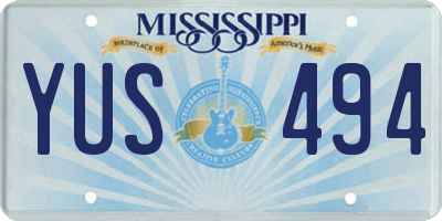 MS license plate YUS494