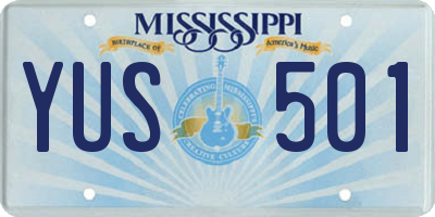 MS license plate YUS501