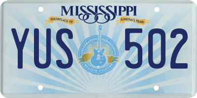 MS license plate YUS502