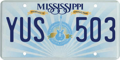 MS license plate YUS503