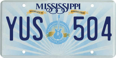 MS license plate YUS504