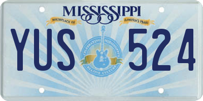 MS license plate YUS524