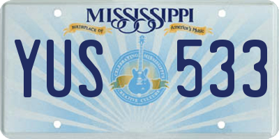 MS license plate YUS533