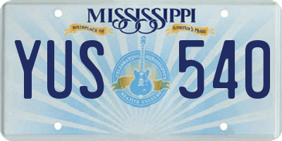 MS license plate YUS540
