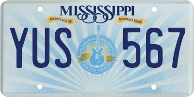 MS license plate YUS567