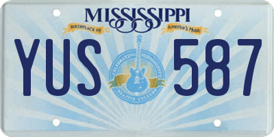 MS license plate YUS587