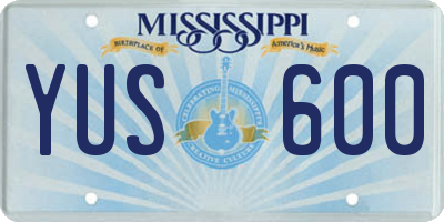 MS license plate YUS600