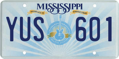 MS license plate YUS601